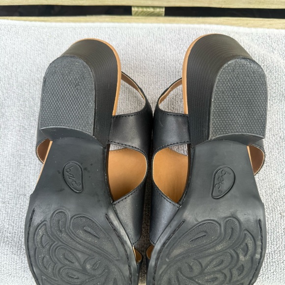 Boc Born Leather Sandals Black Double Strap Block Heel Buckle Open Toe Size 10 - Picture 11 of 15